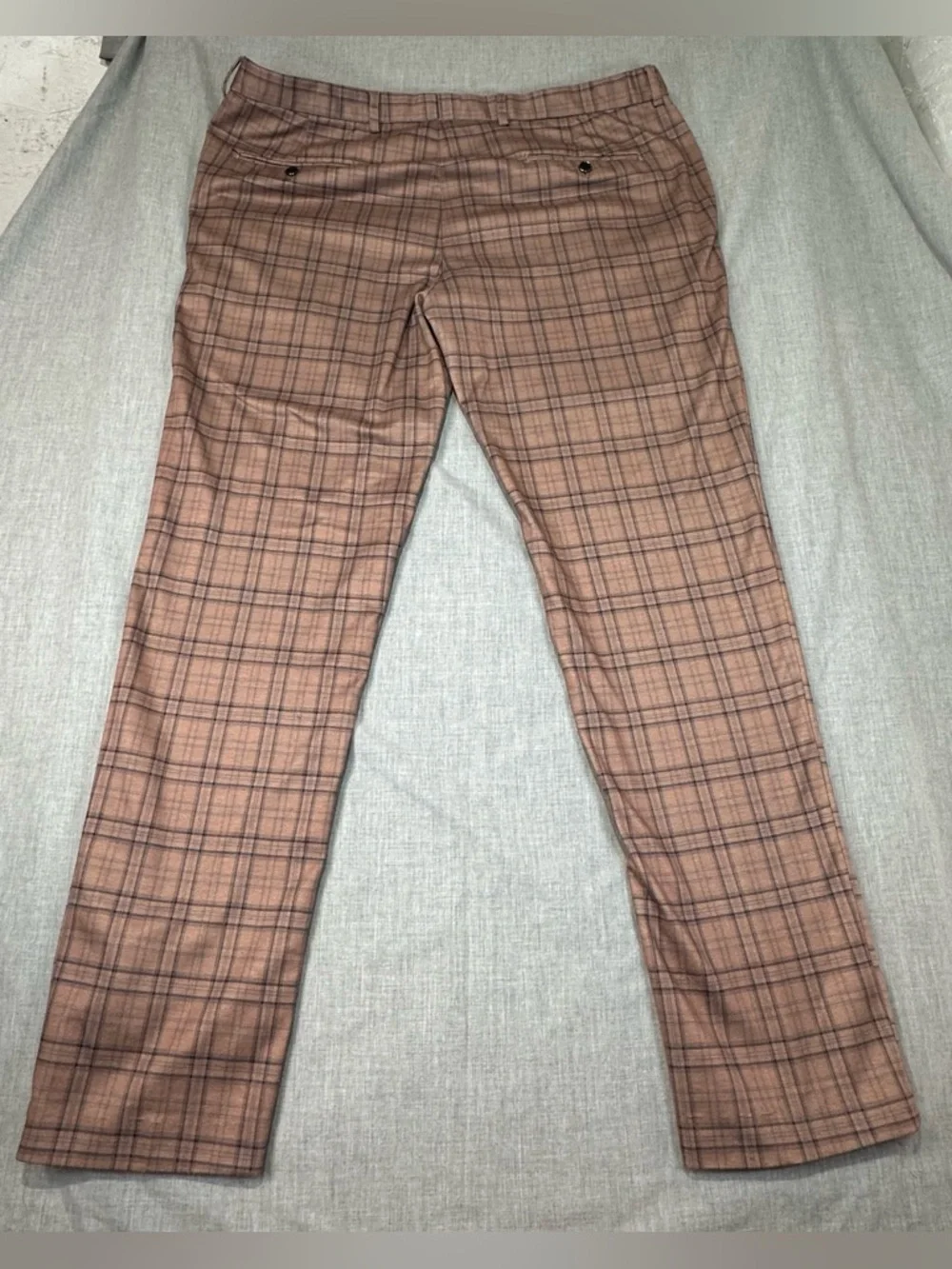 Men's Cloudstyle Plaid Suit Set 2 pcs. Dark Khaki Plaid Slim Formal Sz XXL